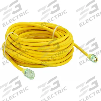 APPROVED VENDOR Extension Cord: Outdoor Use, 100 ft Lg, Outlet, 5-15P, 10/3, SJTOW, Yellow - Outdoor Extension Cords with Single Outlet