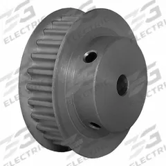 DAYTON Timing Pulley: Modified Curvilinear, Fixed, For GT Timing Belt Section, For 9 mm Belt Wd (MPN 28-5P09M6FA12). Key specifications — attr1328801: DAYTON; attr1328807: Clear Anodized; attr1328808: Powerhouse®.