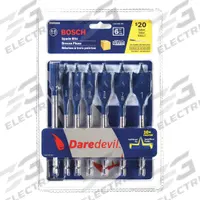 BOSCH Spade Drill Bit Set: 6 in Overall Lg, Bright (Uncoated), 1/4 in Shank Hex Size, 6 Drill Bits (MPN DSB5005). Key specifications — attr277223: BOSCH; attr255674: Bright (Uncoated); attr255683: Carbon Steel.