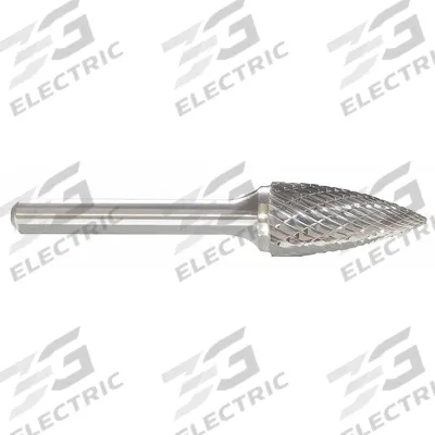 APPROVED VENDOR Carbide Bur: Pointed-End Tree, SG-44L3, Double Cut, 1/8" x 1/2" Head - Double-Cut Pointed-End Tree Burs