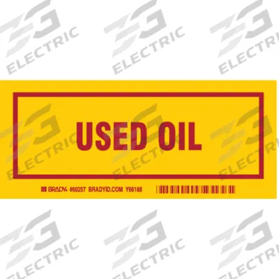 BRADY Handling Label: Used Oil, 7 in x 3 in, 7 in Label Wd, 3 in Label Ht, Polyester - Waste