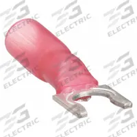 3M Fork Terminals: Red, Heat Shrink, #10 Stud Size, 22 AWG – 18 AWG Wire Range, Locking Fork (MPN MH18-10FLX). Key specifications — Barrel Style: Strain Relief; Manufacturer Part Number: MH18-10FLX; Brand: 3M; Series: TH.