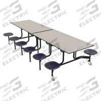 PALMER HAMILTON Cafeteria Stool Table: Gray Glace, Stool Seat, 29 in Overall Ht, 59 in Overall Lg (MPN 59TV23293012-S12-GBN). Key specifications — Tabletop Structural Material: Industrial Grade High Pressure Laminate with Particleboard Core; Tabletop Surface Material: Laminate.