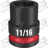 MILWAUKEE Standard Impact Socket: 1/2 in Drive Size, SAE, 11/16 in Socket Size, 6-Point, Std (MPN 49-66-6205). Key specifications — attr1215501: MILWAUKEE; attr1215515: Black Phosphate; attr1215518: 11/16 in.