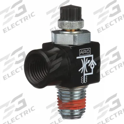 ARO Cylinder Port Flow Control Valve: Elbow Fitting, Knurled, 2/3 in Valve Body Size - Elbow-Style Speed Control Valves
