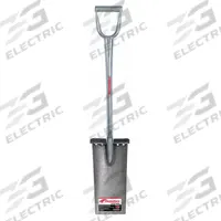 RAZOR-BACK Garden Spade: Steel Blade, 14 ga, D-Grip Handle Type, Steel Handle, 29 in Handle Lg (MPN 163105000GR). Key specifications — Blade Color: Black; Handle Color: Silver; Blade Material: Steel.