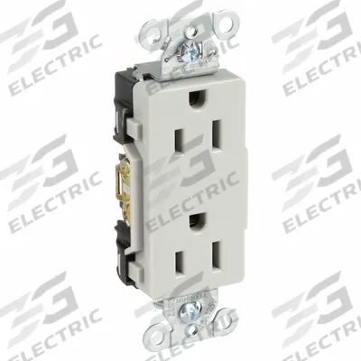 HUBBELL Receptacle: Decorator Duplex, 5-15, Gray, 125V AC, 15 A, 2 Pole / 3 Wire (MPN DR15GRY) - General Purpose Receptacles