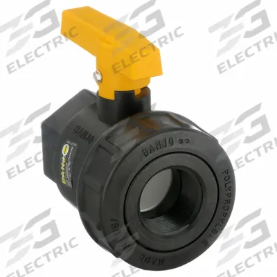 BANJO Manual Two-Way Ball Valve: 1 1/4 in, Polypropylene, Straight, FNPT x FNPT - Polypropylene Ball Valves
