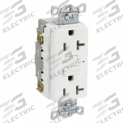 BRYANT GFCI Receptacle: Duplex, 5-20, White, GFCI, 125V AC, 20 A, 2 Pole / 3 Wire (MPN GF20W) - General Purpose Receptacles