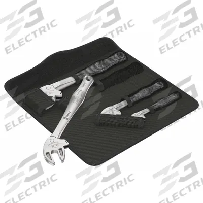 WERA Spanner Wrench 4pc Set: Steel, Satin Chrome - Ratcheting Lever-Locking Adjustable Wrench Sets