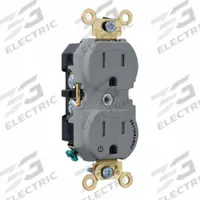 LEVITON Duplex Receptacle/Outlet, 15 Amp: Duplex, 5-15, Gray, 125V AC, 15 A, 2 Pole / 3 Wire (MPN 5262-1PG)