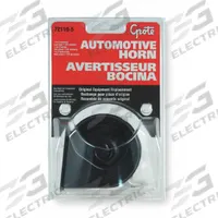 GROTE Electric Horn: 12V DC, Low Tone, Electric, Black, Enamel, 125 dB Sound Level - Max, 1 Horns (MPN 72110-5). Key specifications — Type: Low Tone; Brand: GROTE; Compatible Vehicle Type: Boats; Finish: Enamel; Includes: Mounting Bracket; Color: Black.