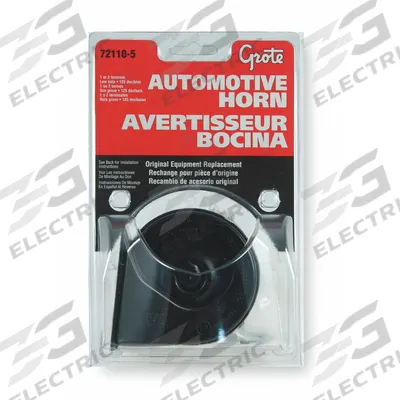 GROTE Electric Horn: 12V DC, Low Tone, Electric, Black, Enamel, 125 dB Sound Level - Max - Electric-Powered Horns