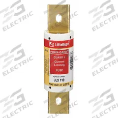 LITTELFUSE Fuse: JLS Series, Class J, Bolt-On Body, Fast-Acting, 110 A, 600 V AC, Non-Indicating (MPN JLS110). Key specifications — Series: JLS; Brand: LITTELFUSE.