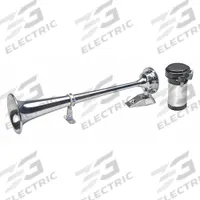 WOLO Air Horn: 12V DC, Low Tone, Air, Silver, Chrome Plated, 120 dB Sound Level - Max, 315 Hz Freq (MPN 140). Key specifications — Type: Low Tone; Brand: WOLO; Compatible Vehicle Type: Boats; Finish: Chrome Plated; Includes: Stainless Steel Mounting Hardware; Color: Silver.