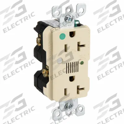 LEVITON Receptacle: Hospital Grade, Decorator Duplex, 5-20R, Ivory, 125V AC, 20 A - General Purpose Receptacles