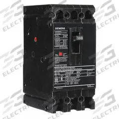 SIEMENS Molded Case Circuit Breaker: 100 A Amps, 42kA at 480V AC, Fixed, Load Side Lug, ABC, HED4 (MPN HED43B100). Key specifications — Phase Connection: ABC; Instantaneous Trip: Fixed; Terminal Connection: Load Side Lug; Series: HED4; Max. AIR Rating: 42kA at 480V AC.