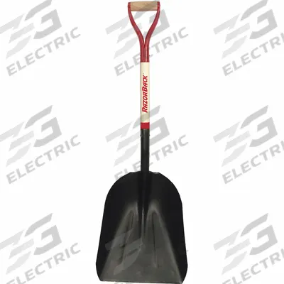 RAZOR-BACK Scoop Shovel: 2 Ribs, Steel, #12 Blade Size, 14 1/4 in Blade Wd - Standard Scoop Shovels