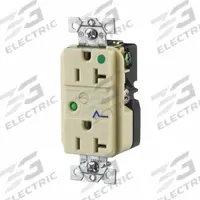 BRYANT Receptacle: Hospital Grade, Duplex, 5-20R, Ivory, 125V AC, 20 A, 2 Pole / 3 Wire (MPN SP83IA)