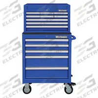 WESTWARD Tool Chest and Cabinet Combination: 14 Drawers, Light Duty, Keyed, Blue / Powder Coated (MPN 7CY29). Key specifications — attr1116680: Blue; attr1116684: Ball Bearing; attr1116690: WESTWARD; attr1116659: Keyed; attr1116661: Top Chest 26 in W x 12-5/8 in D x 16-3/8 in H.