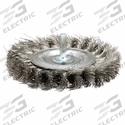 WEILER Wire Wheel Brush: Twisted Stainless Steel, 4" Dia x 1/2" Wd, 1/4" Shank - Heavy-Cleaning Brushes for Contoured Stainless Steel Surfaces