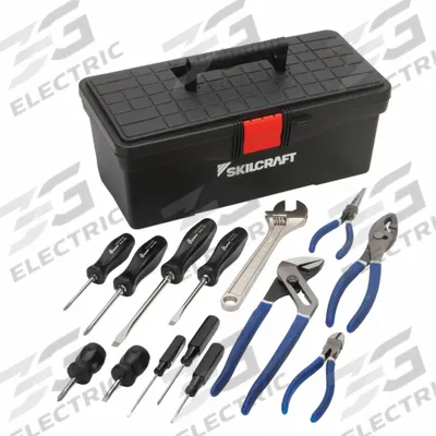 SKILCRAFT Tool Kit: 14 Total Pcs, Drivers and Bits/Pliers/Wrenches, SAE - Tool Sets with Tool Box