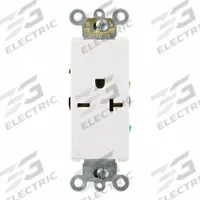 LEVITON Plugs and Receptacles: Single, 6-20, White, 250V AC, 20 A, 2 Pole / 3 Wire (MPN 16441-W)