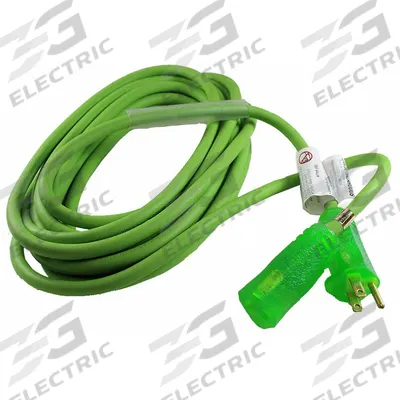 CAROL Extension Cord: Outdoor Use, 100 ft Lg, Outlet, 5-15P, 12/3, SJOW, Green - Outdoor Extension Cords with Single Outlet