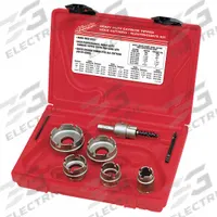 MILWAUKEE Hole Cutter Kit: 7 Pieces, 1/8 in Max. Cutting Dp, Carbide Tipped, Not Impact Rated (MPN 49-22-8310). Key specifications — attr1098245: MILWAUKEE; attr1098234: Carbide Tipped.