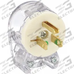 BRYANT Straight Blade Plug: Hospital Grade, 5-15P, 125V AC, 15 A, 2 Pole, 3 Blade, Clear (MPN 8295T)