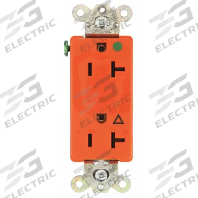 BRYANT Receptacle: Hospital Grade, Decorator Duplex, 5-20R, Orange, 125V AC, 20 A - General Purpose Receptacles