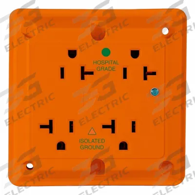 LEVITON Straight Blade Receptacle: Hospital Grade, Quad, 5-20R, Orange, 125V AC - General Purpose Receptacles
