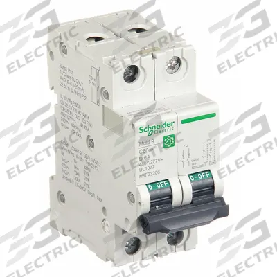 SCHNEIDER IEC Supplementary Protector: 6 A Amps, 14kA at 240V AC, Screw Clamp, C60SP - D-Curve, 2-Pole UL1077 DIN Rail-Mount Supplementary Protectors