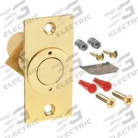 ROCKWOOD Door Bolt: 2 7/8 in Lg, 1 3/8 in Wd, Brass (MPN 570.3). Key specifications — Product Type: Dust-Proof Strike Plate; Brand: ROCKWOOD.