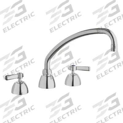 CHICAGO FAUCETS Low Arc Kitchen Faucet: 201, Cast Brass, Widespread, Deck, 3 Mounting Holes - Centerset Kitchen Faucets