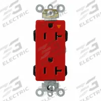 LEVITON Straight Blade Receptacle: Decorator Duplex, 5-20, Red, 125V AC, 20 A, 2 Pole / 3 Wire (MPN M1636-IGR)
