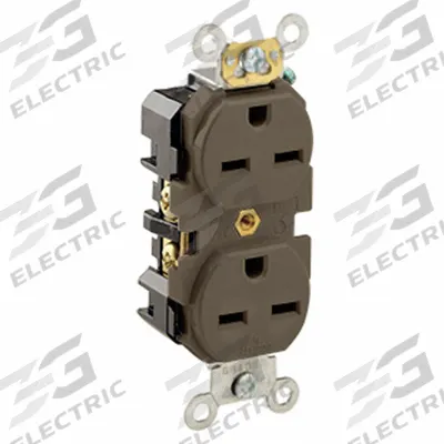 LEVITON Receptacle: Duplex, 6-15, Brown, 250V AC, 15 A, 2 Pole / 3 Wire (MPN 5662) - General Purpose Receptacles