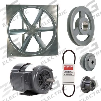 Dayton Supply Fan w/Drive Package: Belt Drive, 30 in Blade, Totally Enclosed, 10,078 cfm - Belt-Drive Panel Supply Fans with Drive Package