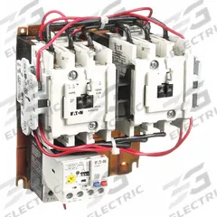 EATON NEMA Magnetic Motor Starter: Reversing, 3 Poles, NEMA Size 1, 27 A, 120V AC Coil (MPN AN59DN0A5E045). Key specifications — Brand: EATON; Auxiliary Contact Form: 1NO; Coil Voltage: 110/120V AC; Phase: Three; Operator: None; Operator Controls: None; Auxiliary Contacts Included: 1NO; Signaling Features: Pilot Light.
