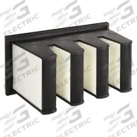 GRAINGER V-Bank Air Filter: 12 in x 24 in x 12 in, Synthetic, Single Header, 4 Vs, Downstream Face (MPN 33E940). Key specifications — Brand: GRAINGER; Frame or Header Material: Plastic; Media Material: Synthetic; Filters Out: Legionella.