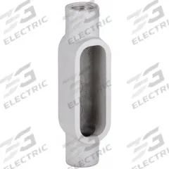 Conduit Outlet Body: Aluminum, 1 1/2 in Trade Size, C Body, 26 cu in Body Capacity, Threaded Hub (MPN C57SA). Key specifications — Finish: Powder Coated; Includes: Set Screw Hubs; For Use With: RMC; Brand: HUBBELL KILLARK; Hub Style: Threaded; Mfr. Series: Duraloy 7.