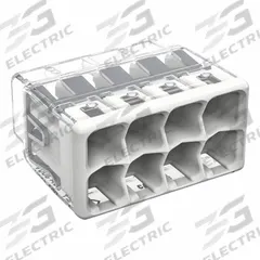 WAGO Push-In Wire Connector: 2773 Series, 8 Port, 20 AWG – 12 AWG Solid Wire Size Range, 32 A, 600 V (MPN 2773-408/K000-0008). Key specifications — Series: 2773; Manufacturer Part Number: 2773-408/K000-0008; Brand: WAGO.