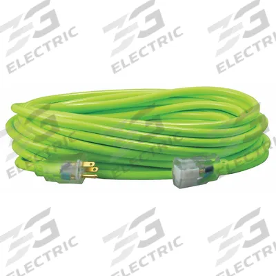 SOUTHWIRE Extension Cord: Outdoor Use, 50 ft Lg, Outlet, 5-15P, 12/3, SJTW, Green - Outdoor Extension Cords with Single Outlet