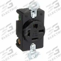 HUBBELL Receptacle: Single, Black, 250V AC, 20 A, 3 Pole / 4 Wire (MPN HBL8420)