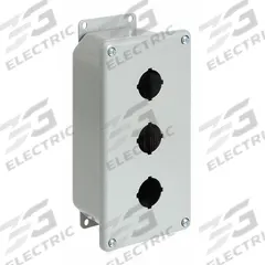 HOFFMAN Push Button Enclosure: 22mm, 4 Holes, Carbon Steel, NEMA 12 (MPN E4PBGXM). Key specifications — Brand: HOFFMAN; Environments & Applications: Indoor Dust & Water Droplets.