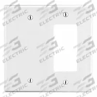HUBBELL Wall Plate: Combo, 2 Gang, White, Std Size (MPN P1326W). Key specifications — Brand: HUBBELL; Material: Polycarbonate.