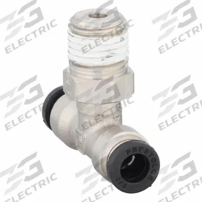 PARKER Push-Fit Tee Fitting: 1/4 in OD x 1/4 in OD x 1/4 in Pipe Size, Brass - Nickel-Plated Brass Tube Fittings