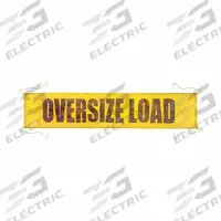 JJ KELLER Vehicle Banner: Vehicle Banner, Ropes, Oversize Load, 18 in x 7 ft Flag Size (H x W) (MPN 67500). Key specifications — Product Type: Vehicle Banner; Color: Yellow; Brand: JJ KELLER; Includes: Ropes; Legend: Oversize Load; Material: PVC Coated Mesh.