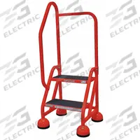 COTTERMAN Rolling Ladder: 1.5 ft Platform Ht, Partially Assembled, Steel, Wt-Actuated Auto-Lock (MPN ST-202 A2 C6 P5). Key specifications — Includes Handrails: Handrails Included; Material: Steel; Brand: COTTERMAN; Color: Red.