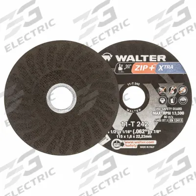 WALTER SURFACE TECHNOLOGIES Abrasive Cut-Off Wheel: Type 1, 4 1/2" x 1/16" x 7/8" - General Purpose Cut-Off Wheels for Carbon & Stainless Steel